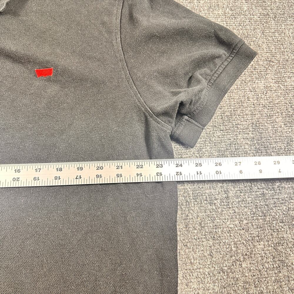 Levi's Housemark Polo Shirt Mens XL Charcoal Gray Red Batwing Logo Short Sleeve - Picture 5 of 7
